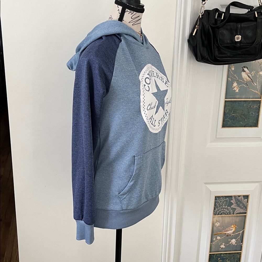 💗Youths Unisex NWOT Converse Two-Tone Blue Hoodie - Picture 7 of 17